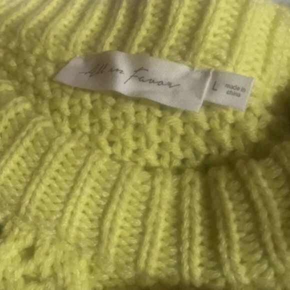 All In Favor Cable Pointelle Yellow Sweater L NWT - Picture 7 of 10